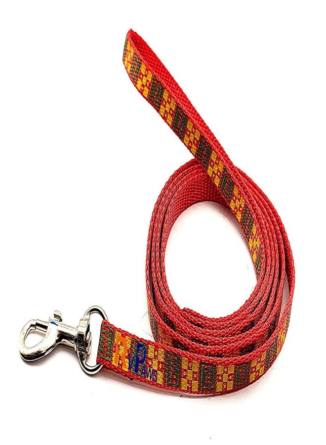 Pups&Pets Pets Printed Nylon 10MM Collar with Bell & Leash | Adjustable and Quick Release Collar Set | Attractive Collar with Leash for Puppies, Small Dogs and Cats (RED) - Image 3